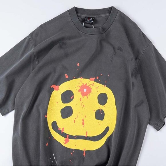 CPFM.XYZ Smiley Face Washed Short Sleeves Gray - Picture 5 of 9